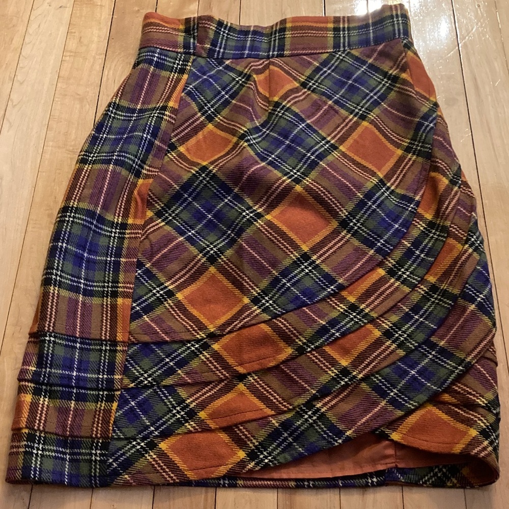 Plenty by Tracy Reese Plaid Women's Skirt in Rust and Blue size 6